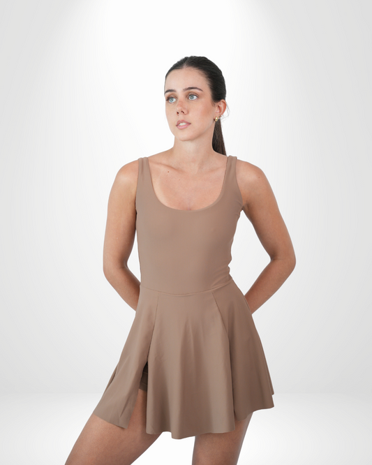Court Game Dress in Mocha