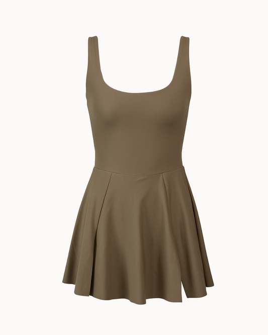 Court Game Dress in Mocha